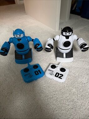UFC Blue and White RC Robot Duo with Numbered Controllers